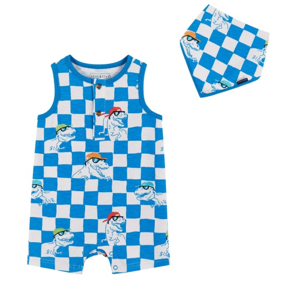 Andy & Evan Dinosaur Romper 🦖 And Bib